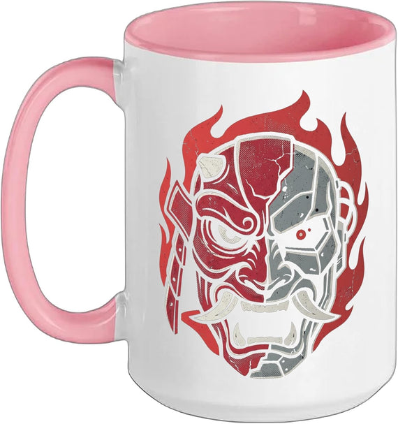 Cyber Samurai Tshirt Japanese Demon Mask Edge Runners Ceramic Mug
