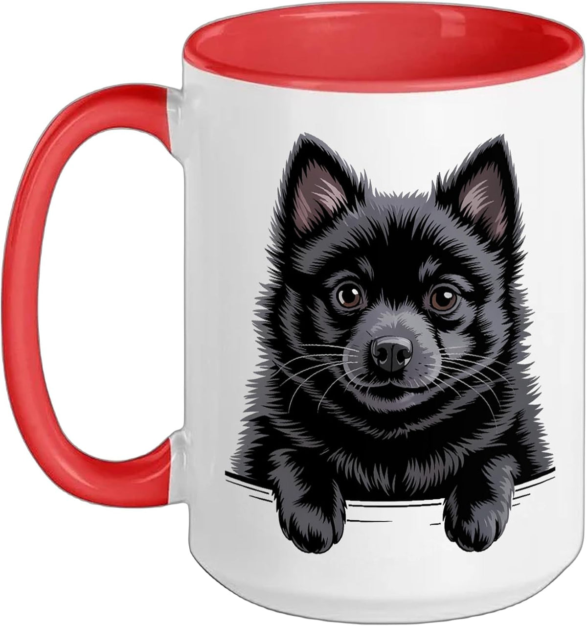 Schipperke Cute Peeking Black Puppy Dog Lover Ceramic Mug