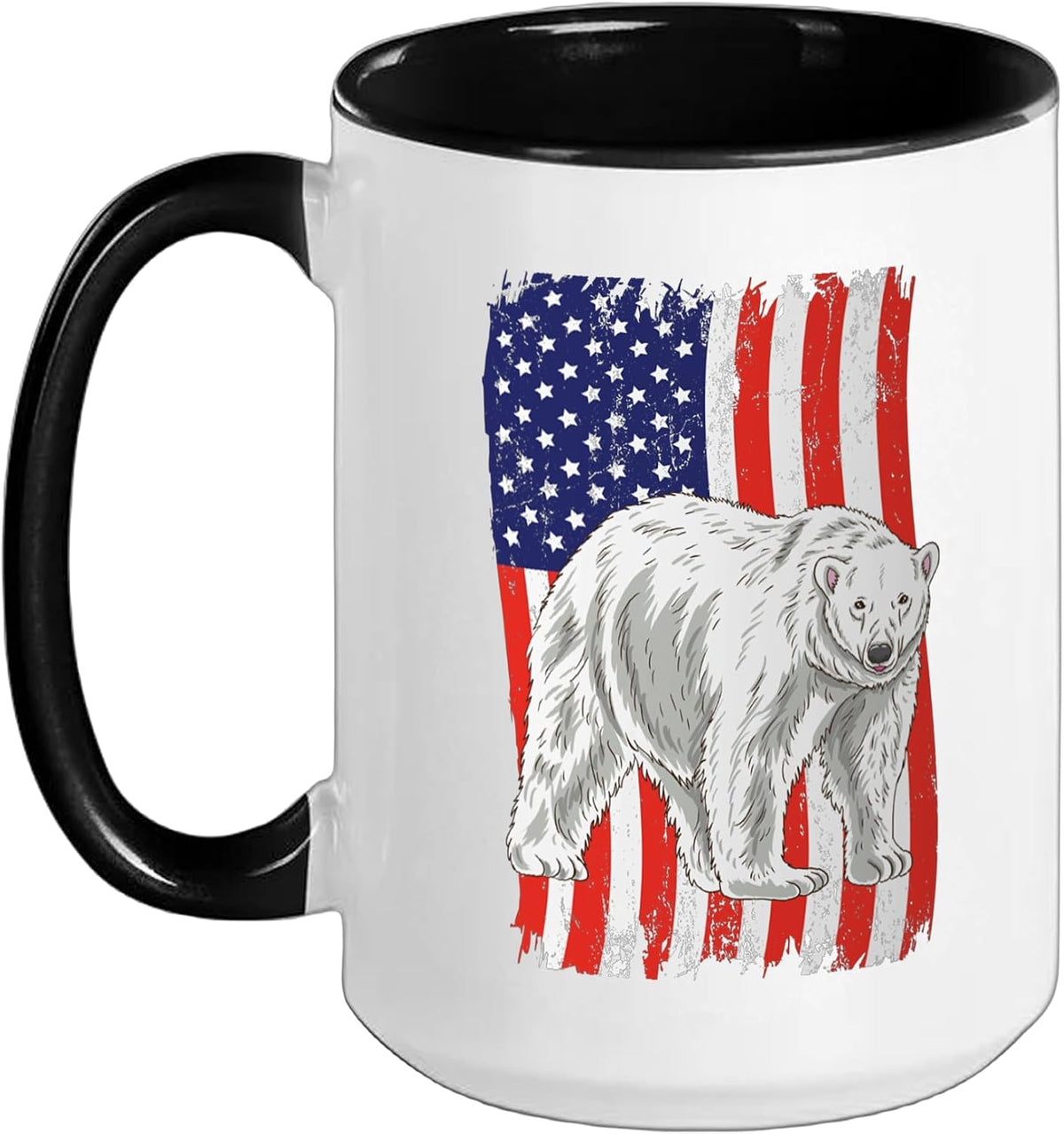 American Flag Polar Bear Ceramic Mug