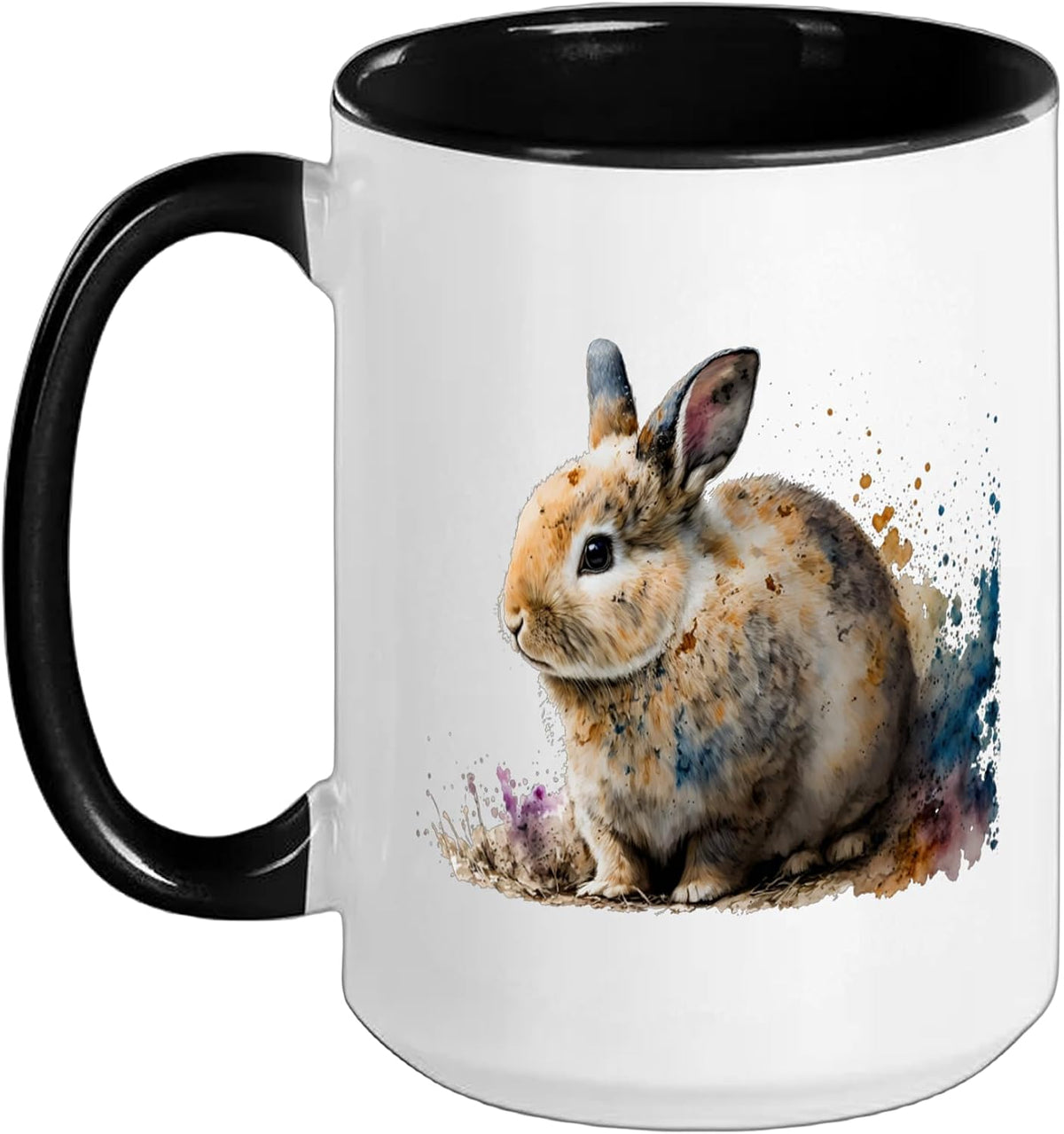 Beautiful Watercolor Rabbit Portrait Ceramic Mug