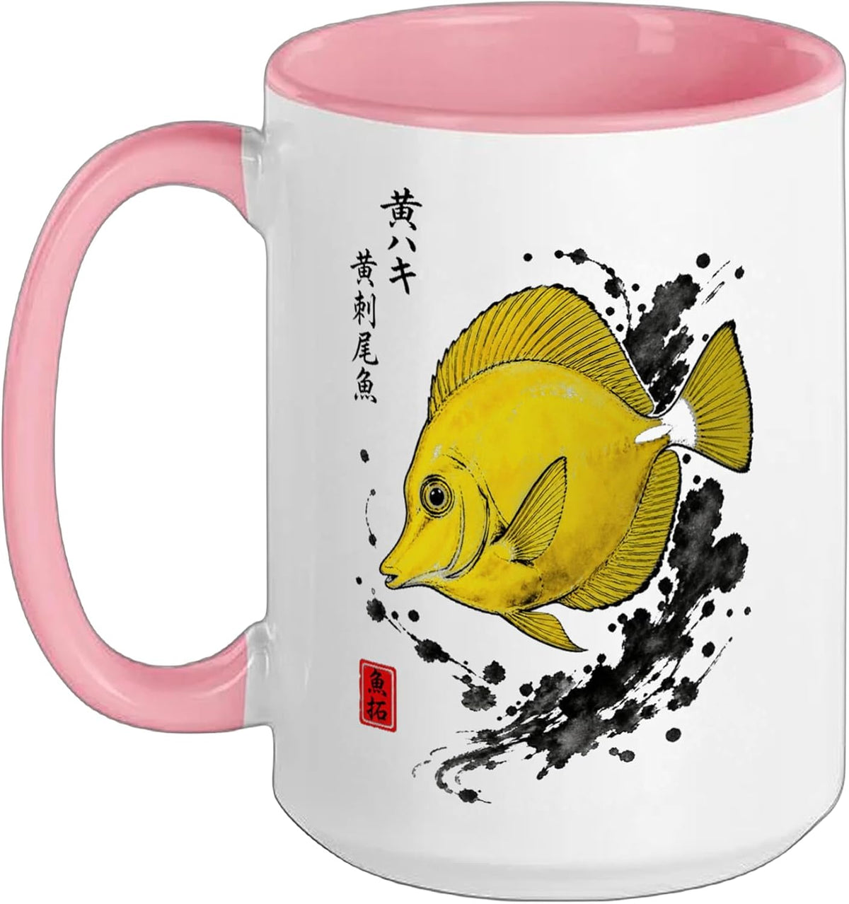 Yellow Tang Gyotaku Fish Art Aquarium Ceramic Mug