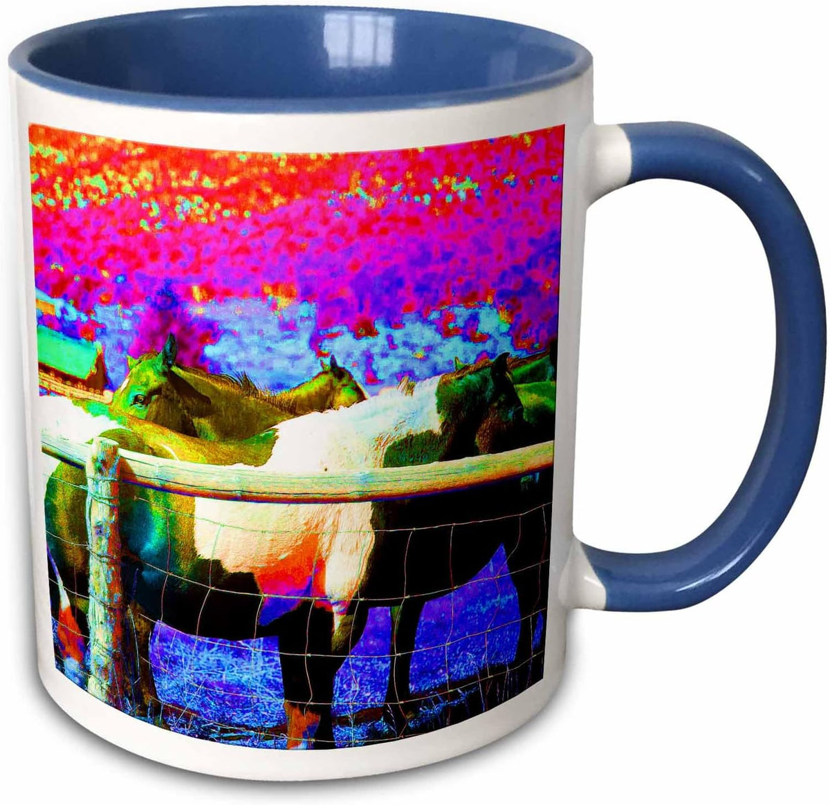 Horses Finished In Neon Colors For Fun Ceramic Mug