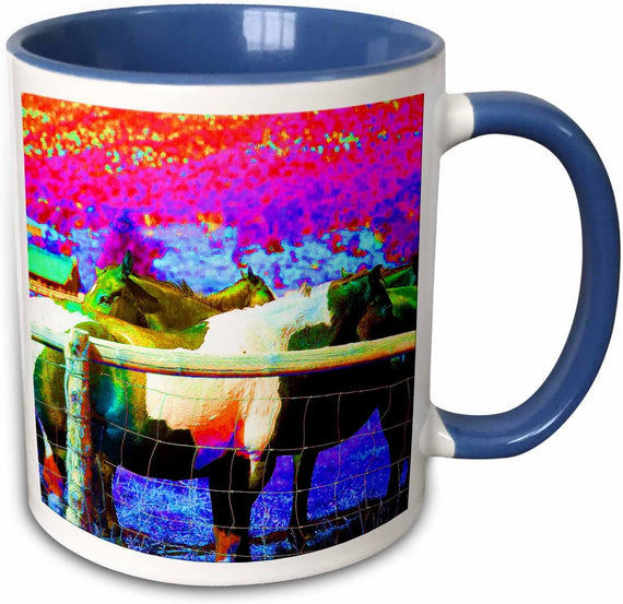Horses Finished In Neon Colors For Fun Ceramic Mug