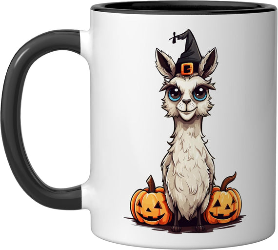Halloween Llama Pumpkin Witch Ceramic Mug