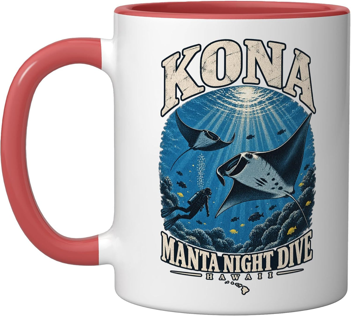 Kona After-Dark Reef Manta Scuba Diving Hawaii Ceramic Mug