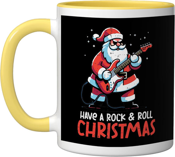 Have Rock Roll Christmas Santa Guitar Xmas Men Boys Kids Ceramic Mug