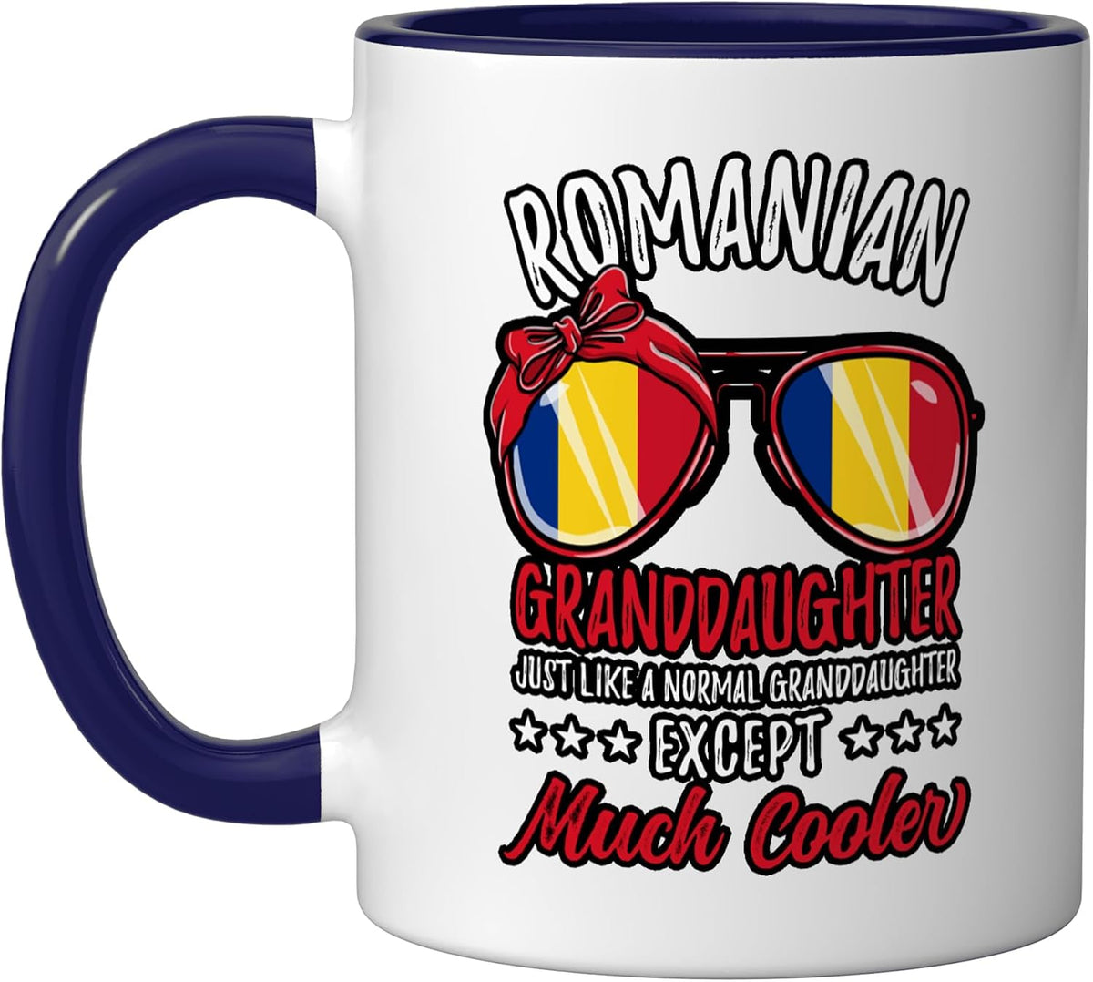 Cool Romanian Granddaughter Sunglasses Romanian Family Ceramic Mug