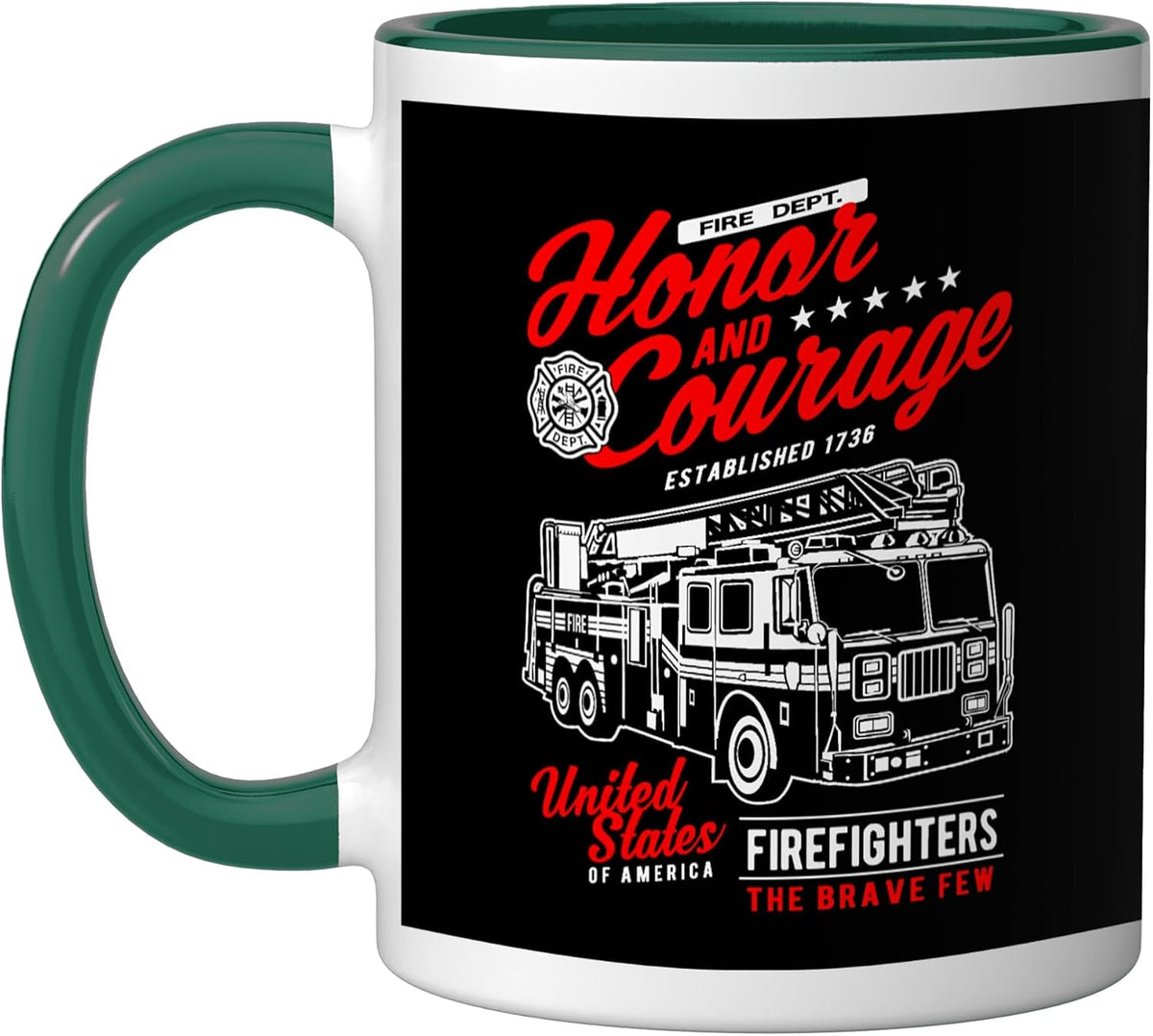 Honor And Courage Firefighter Fire Dept. Fire Truck Design Ceramic Mug