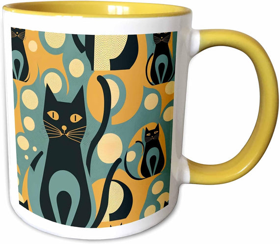 Mid-Century Modern Aesthetics Meets Cat Ceramic Mug