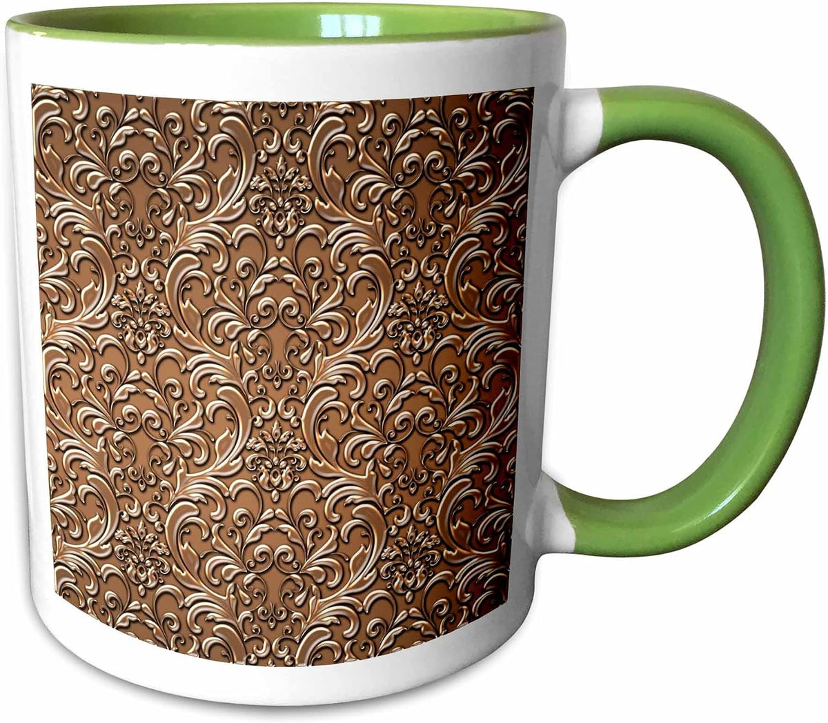 Copper Flourish Metal Effect Pattern Ceramic Mug