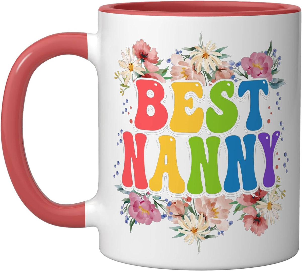 Best Nanny Colorful Floral Appreciation Ceramic Mug