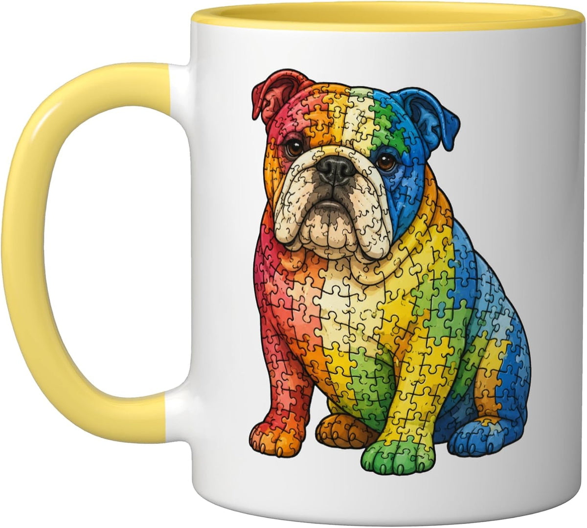 English Bulldog Dog Made Of Jigsaw Puzzle Art Ceramic Mug