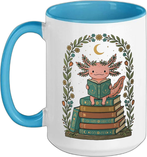 Axolotl Book Cottagecore Ceramic Mug