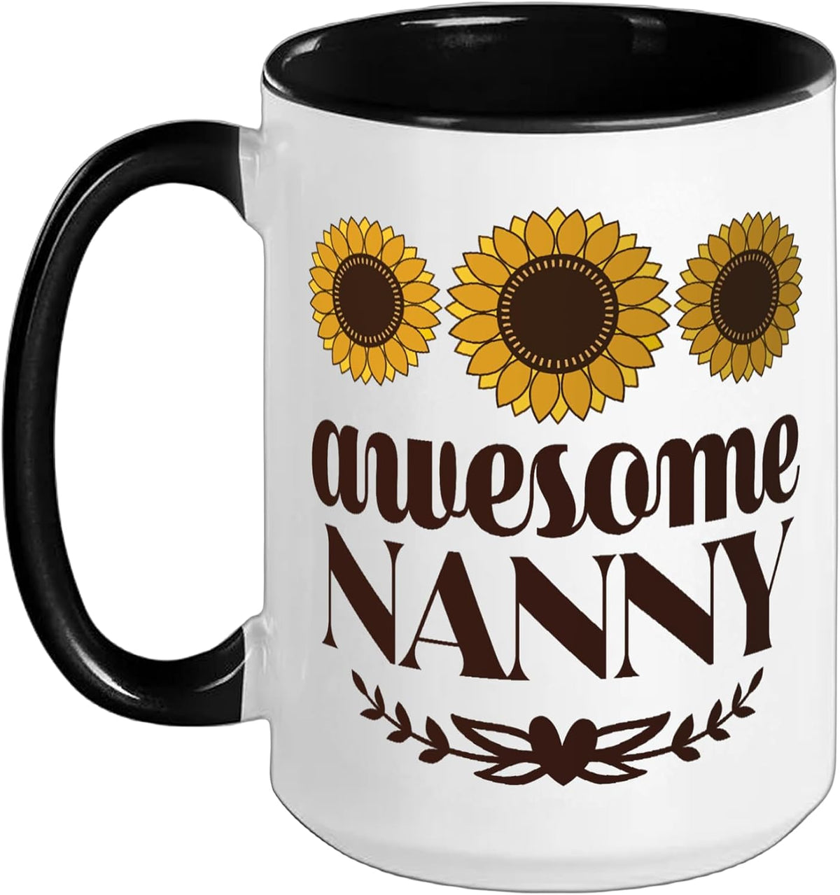 Awesome Nanny Sunflower Lettering Ceramic Mug
