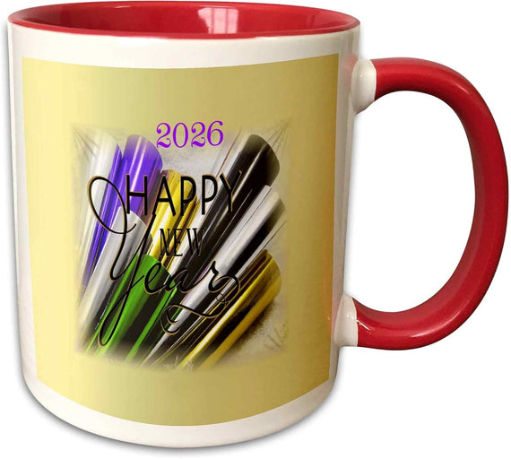 New Year Horns On Gold Say Happy New Ceramic Mug