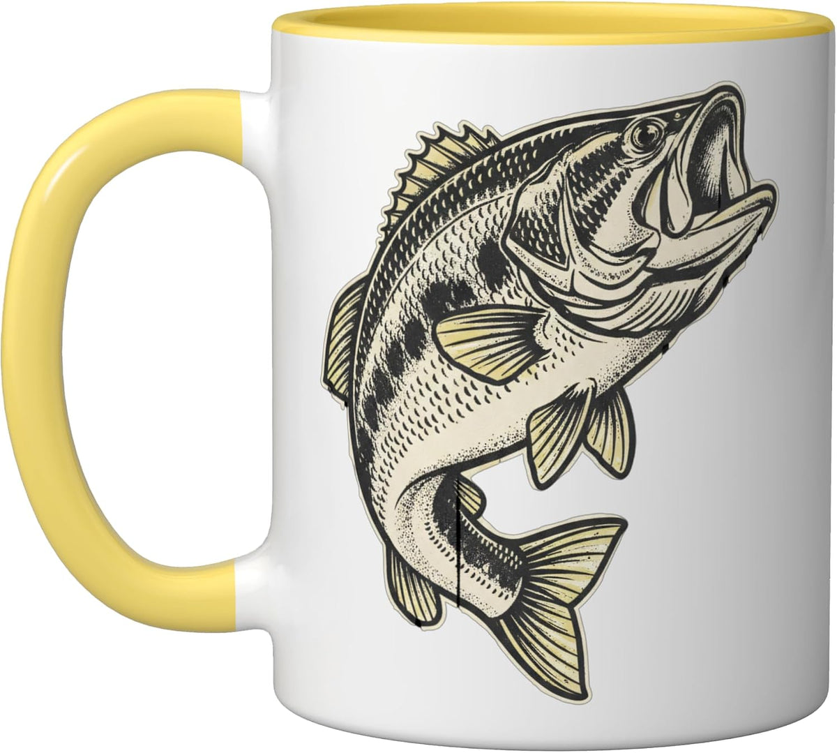 Big Bass Fishing Largemouth Angler Design Bass Fisherman Ceramic Mug