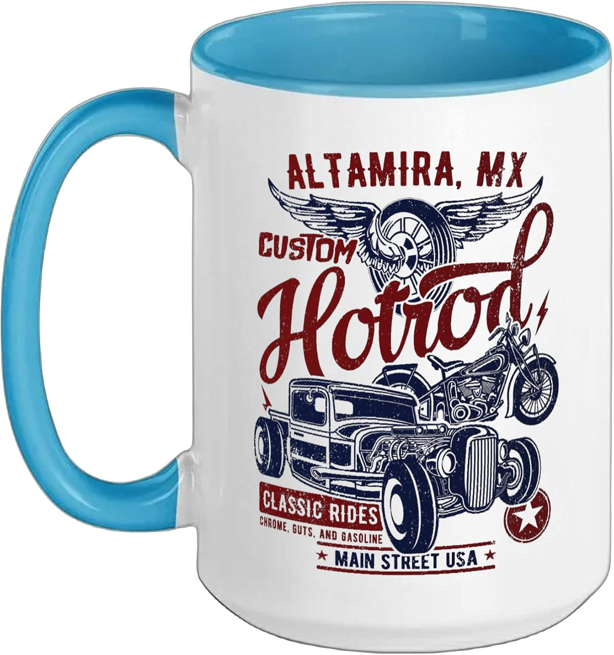 Altamira Mexico Hotrod Vintage Style Car Motorcycle Design Ceramic Mug