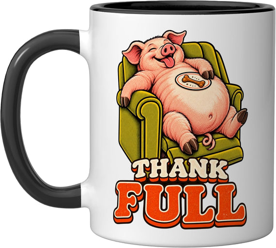 Pig Funny Turkey Day Retro Vintage Overeat Sleep Nap 70s Ceramic Mug