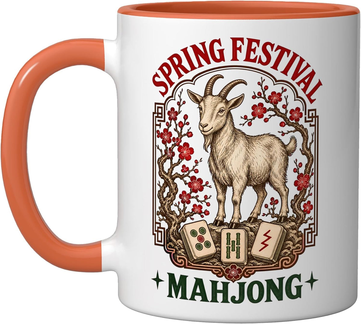 Spring Festival Mahjong Goat Year Plum Blossom Ceramic Mug