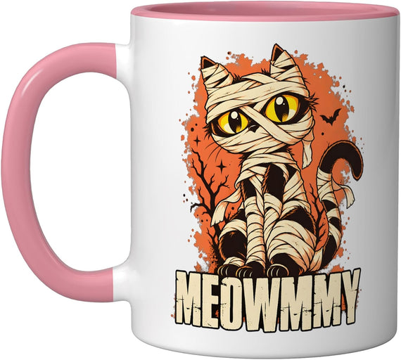 Meowmmy Mummy Cat Halloween Bat Retro Kitten Ceramic Mug