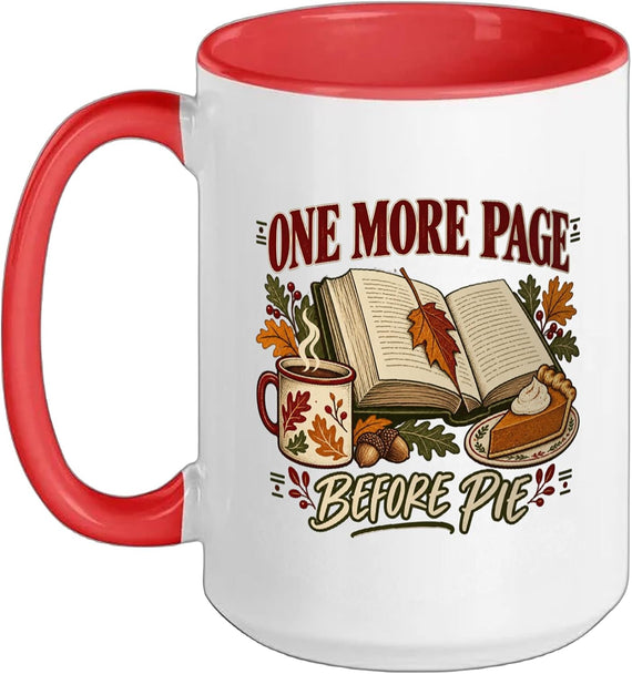 One More Page Before Pie Thanksgiving Book Lover Fall Cozy Ceramic Mug