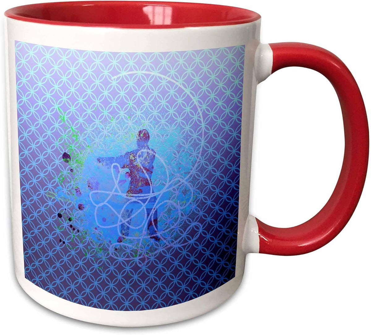 Martial Arts Man Training Collage, Aqua Blue Ceramic Mug