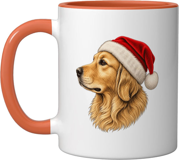 Golden Retriever Santa Hat Christmas Portrait Ceramic Mug