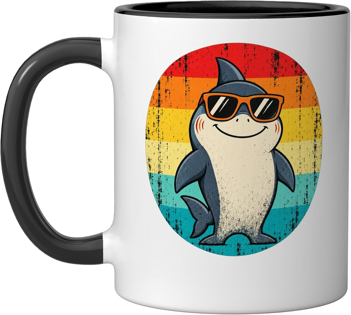 Cool Retro Shark In Sunglasses 70s 80s 90s Funny Shark Ceramic Mug