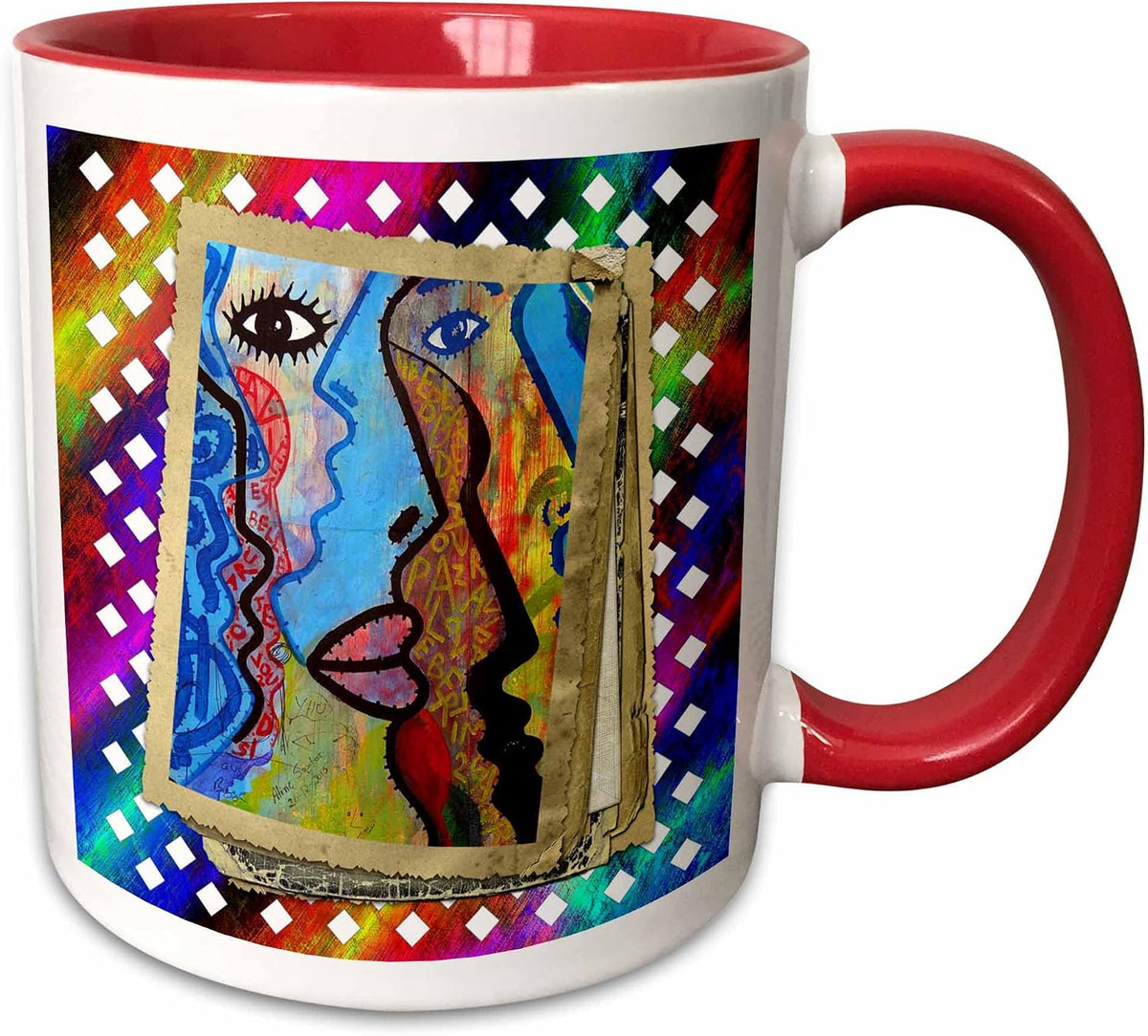 Abstract Bright Art With Pop Art Graffiti Face Ceramic Mug