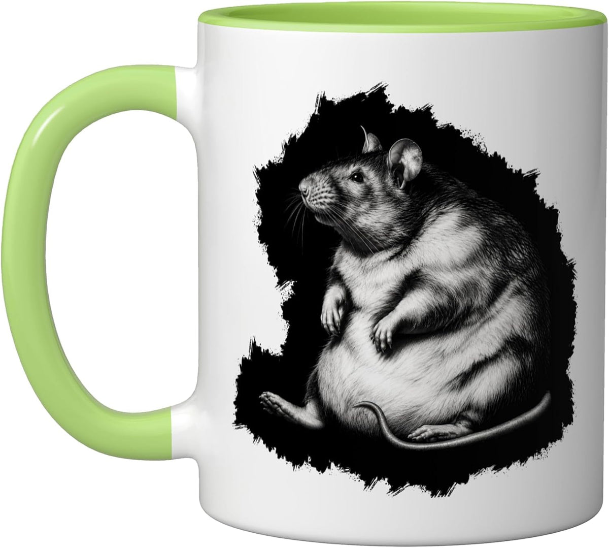 Rat Fat Graphic Black And White Chubby Rodent Art Cat Ceramic Mug