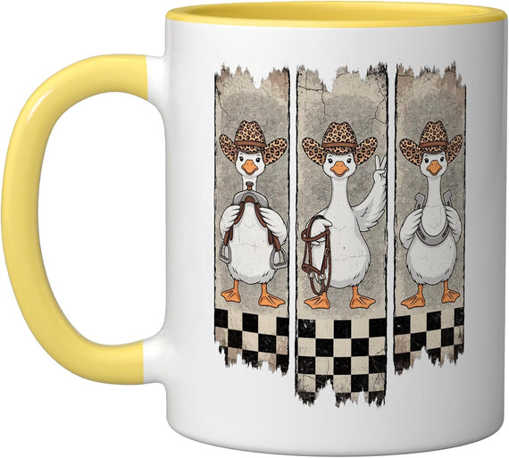 Western Cowboy Geese Horse Tack Funny Ceramic Mug