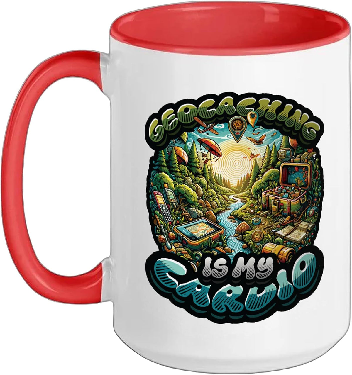 Geocaching Coordinates Treasure Hunting Adventure Ceramic Mug