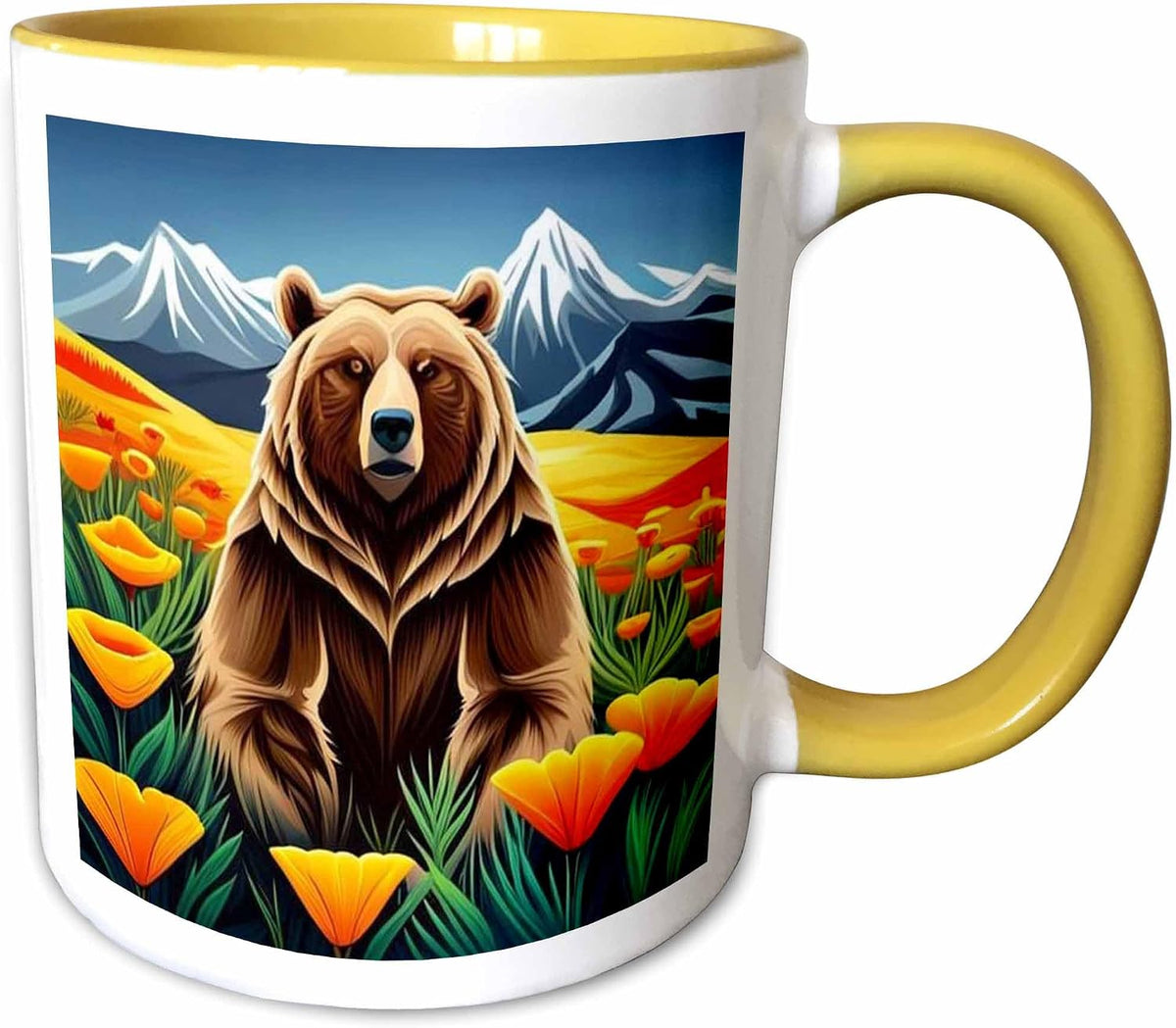 Bear In Mountain Landscape Surrounded Ceramic Mug