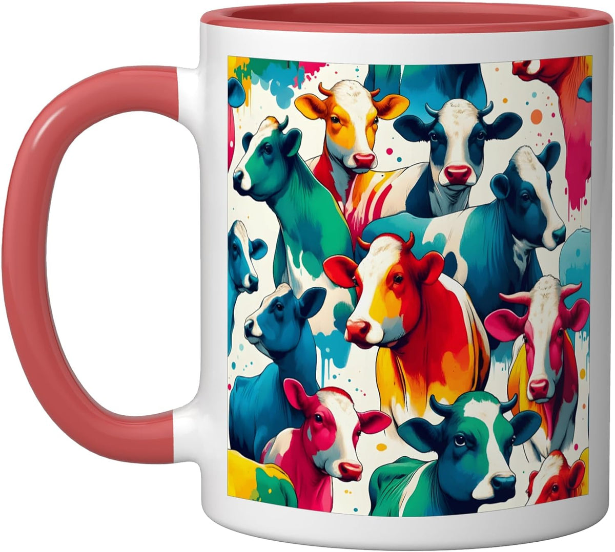 Colorful Pop Art Watercolor Cows Pattern Cow Ceramic Mug