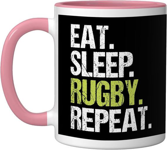 Eat Sleep Rugby Repeat Funny Rugby Player Fan Ceramic Mug