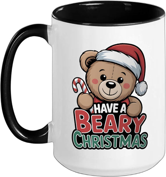 Funny Cute Bear Pun Holiday Xmas Have A Beary Christmas Ceramic Mug