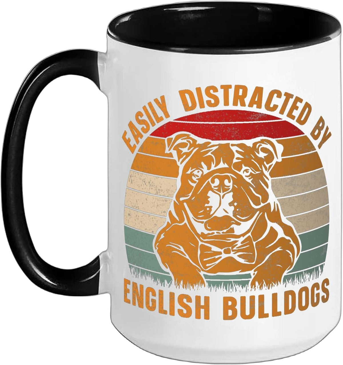 Easily Distracted By English Bulldogs Dog Retro Bulldog Ceramic Mug