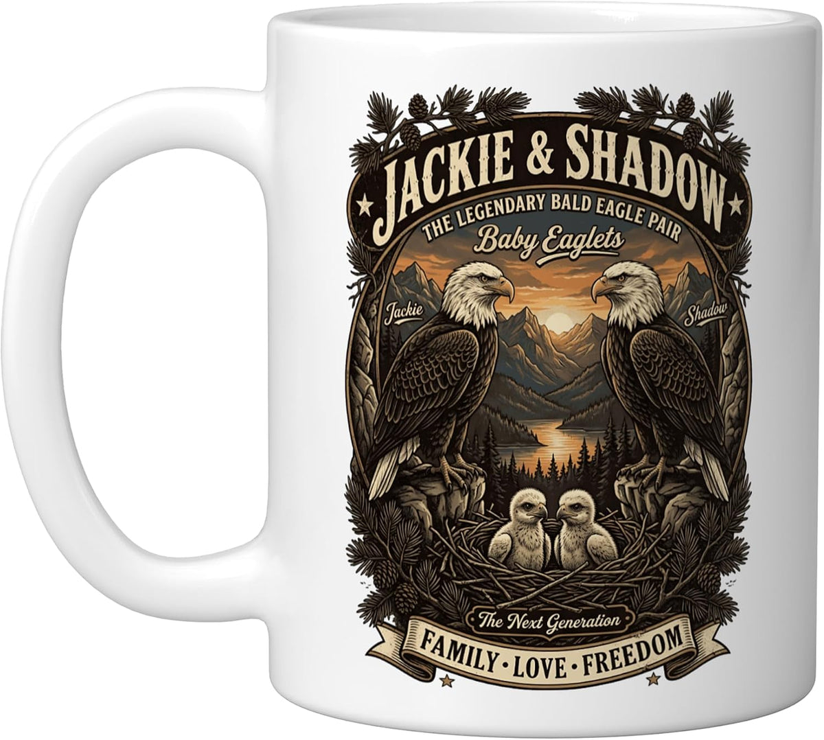 Jackie & Shadow Bald Eagle Family The Next Generation Ceramic Mug