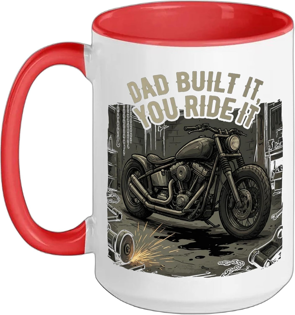 Garage Motorcycle Papa Rider Biker Dad Gift You Ride It Ceramic Mug