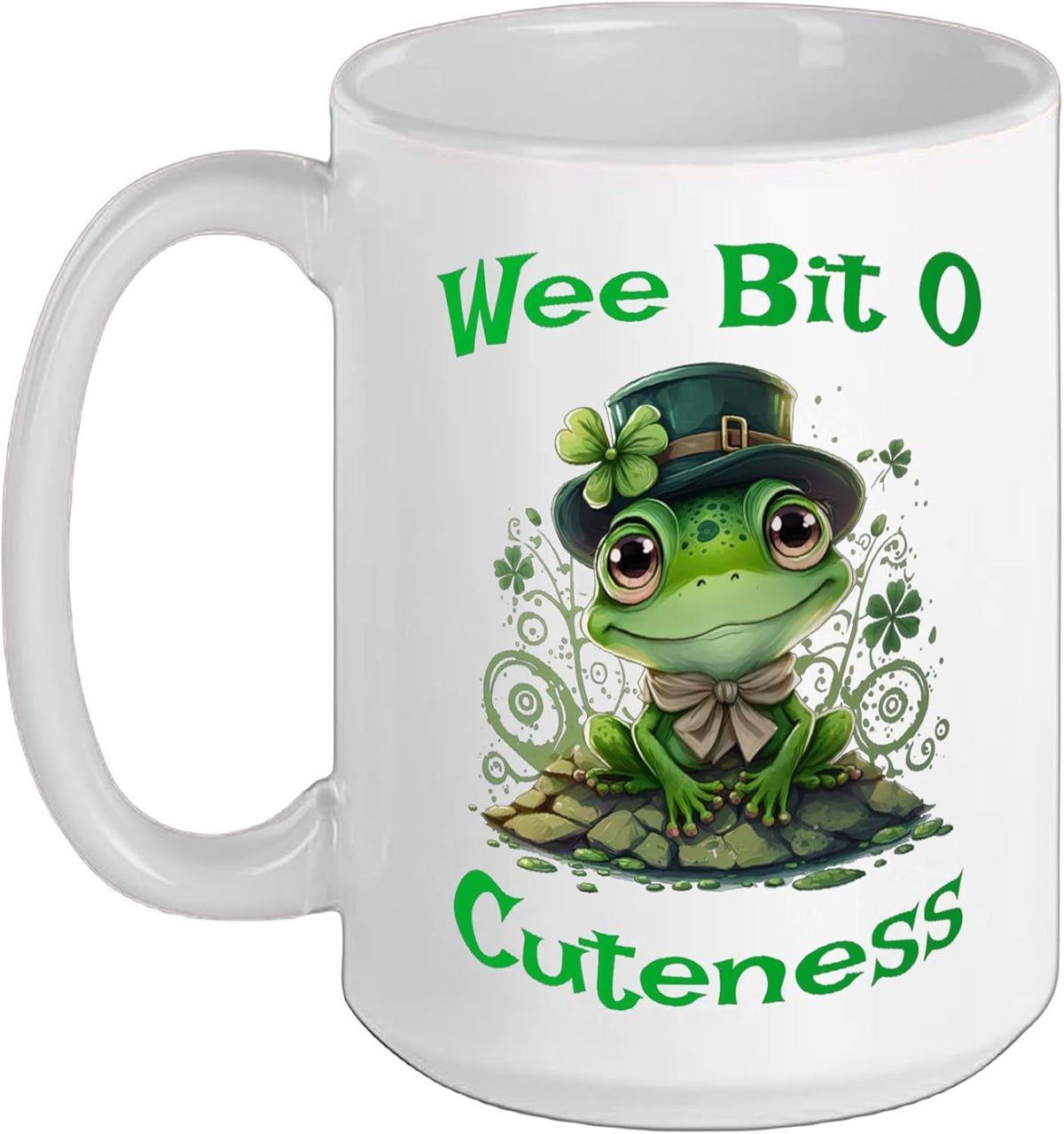 Wee Bit O Cuteness St Patrick's Day Frog Shamrock Design Ceramic Mug