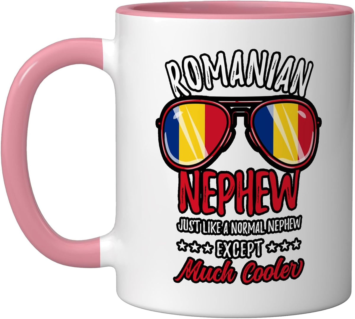 Cool Romanian Nephew Sunglasses Romanian Family Christmas Ceramic Mug
