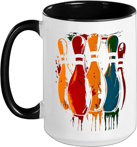 Paint Drip Bowling Pins Colorful Art Ceramic Mug
