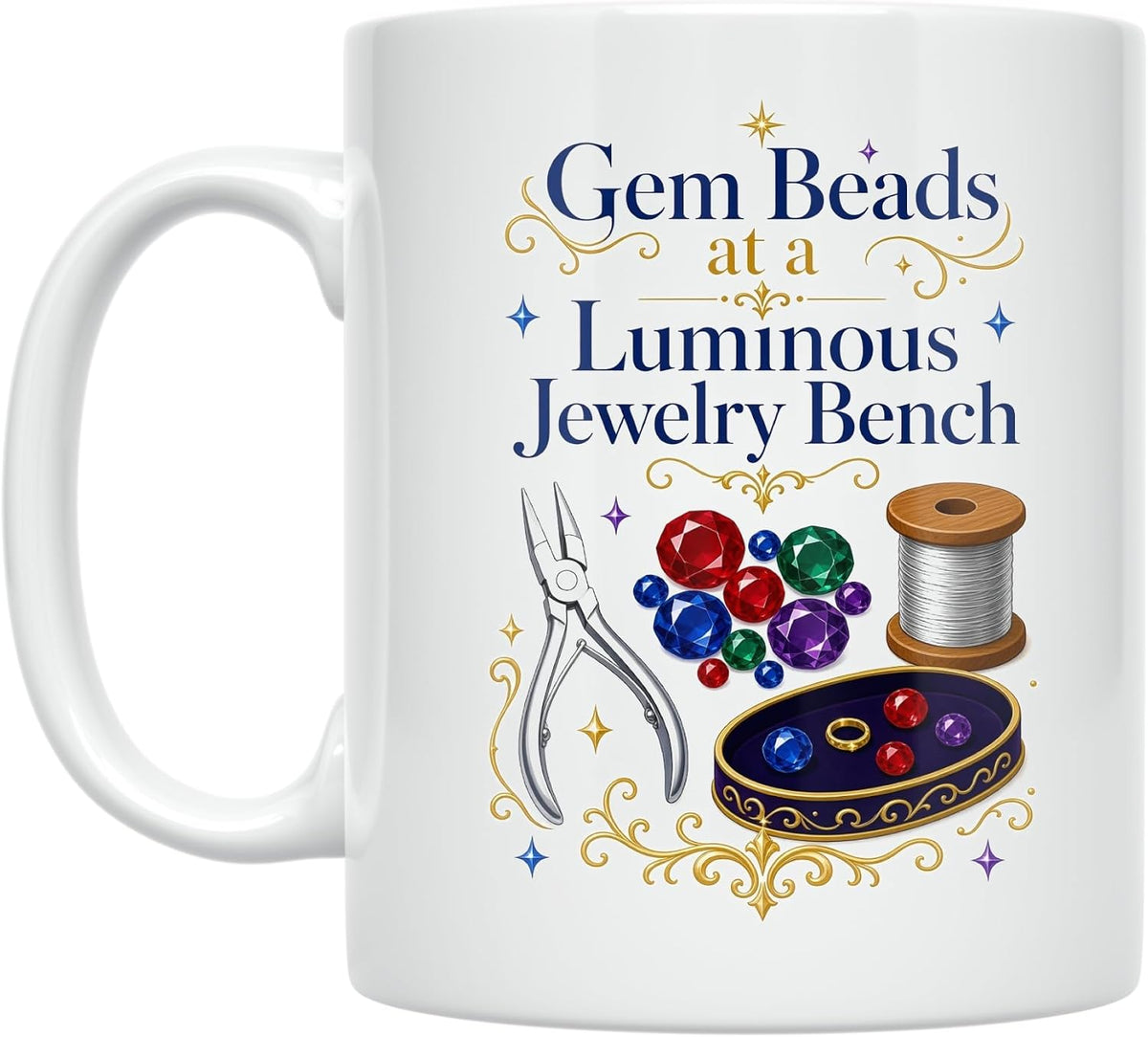 Jewelry Maker Mug - Gem Beads At A Luminous Jewelry Bench Ceramic Mug
