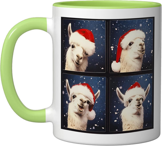 Funny Llama Selfie Christmas Ceramic Mug