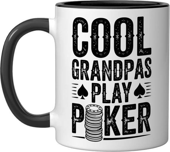 Cool Grandpas Play Poker Funny Card Game Ceramic Mug