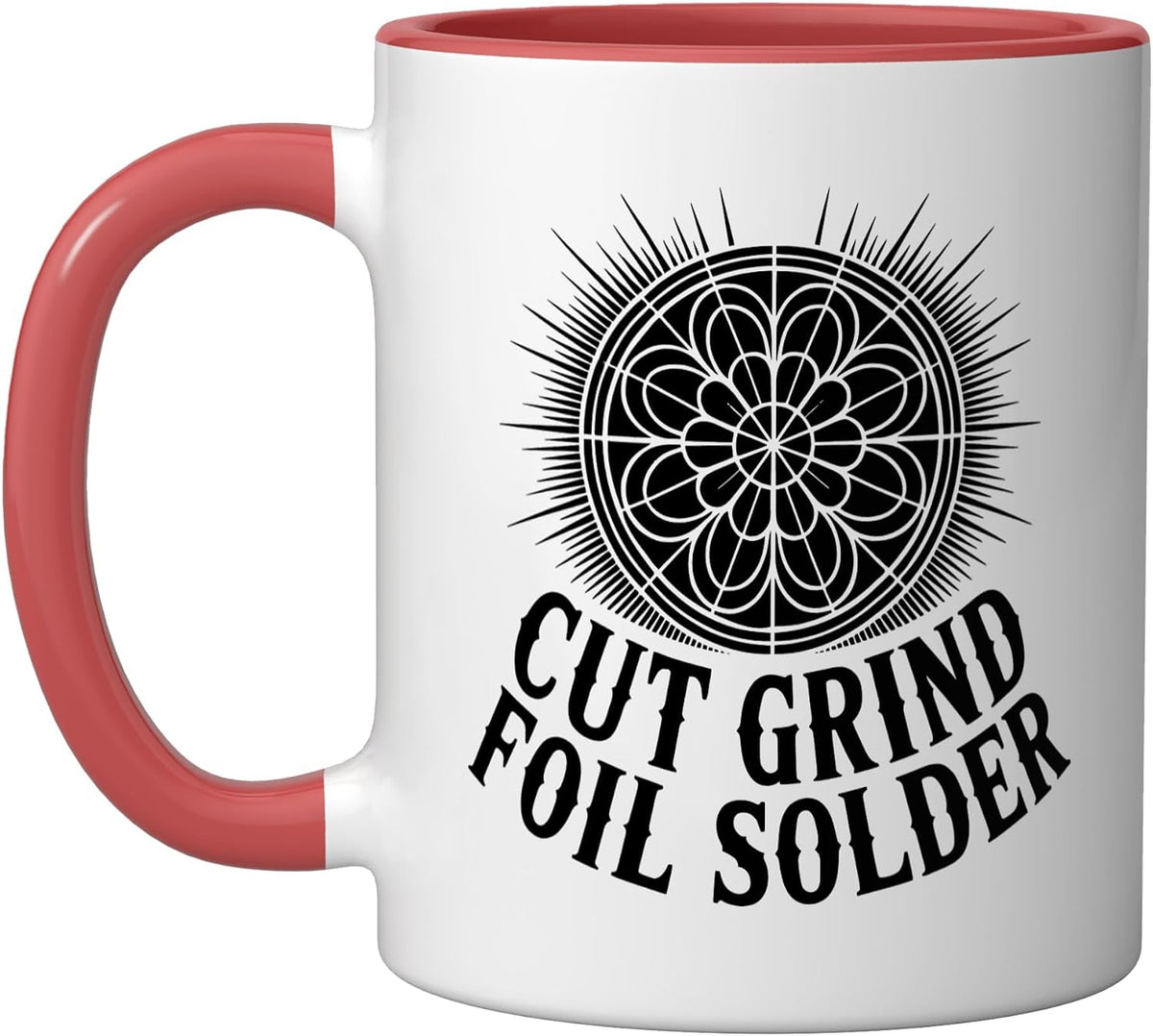 Stained Glass Cut Grind Foil Solder Badge Process Graphic Ceramic Mug