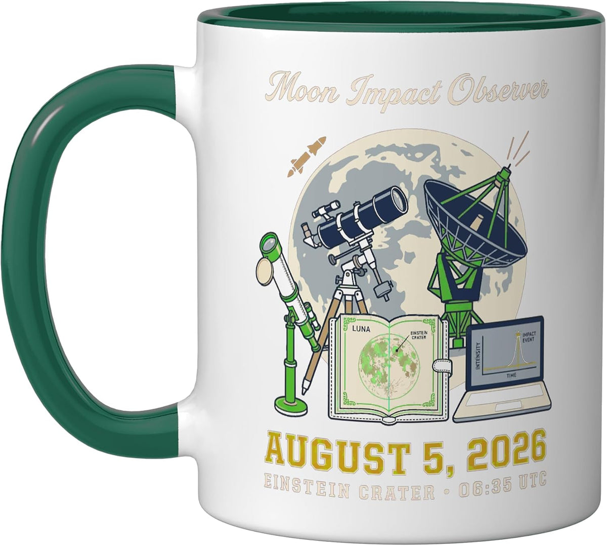 Moon Impact Observer August 5 2026 Einstein Crater Ceramic Mug