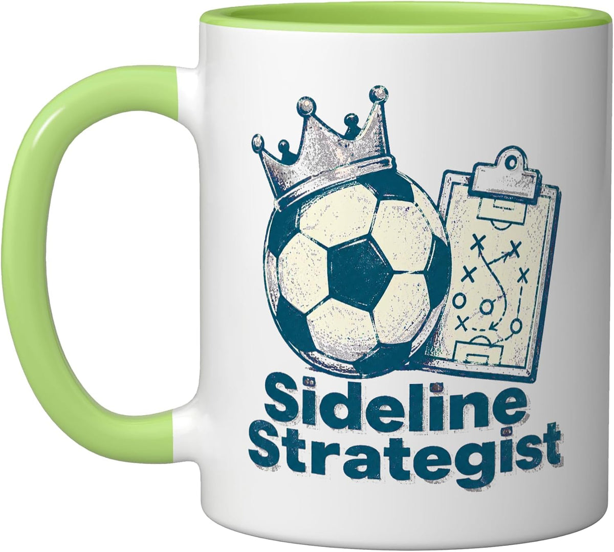 Sideline Strategist Soccer Ball Crown Retro Funny Ceramic Mug