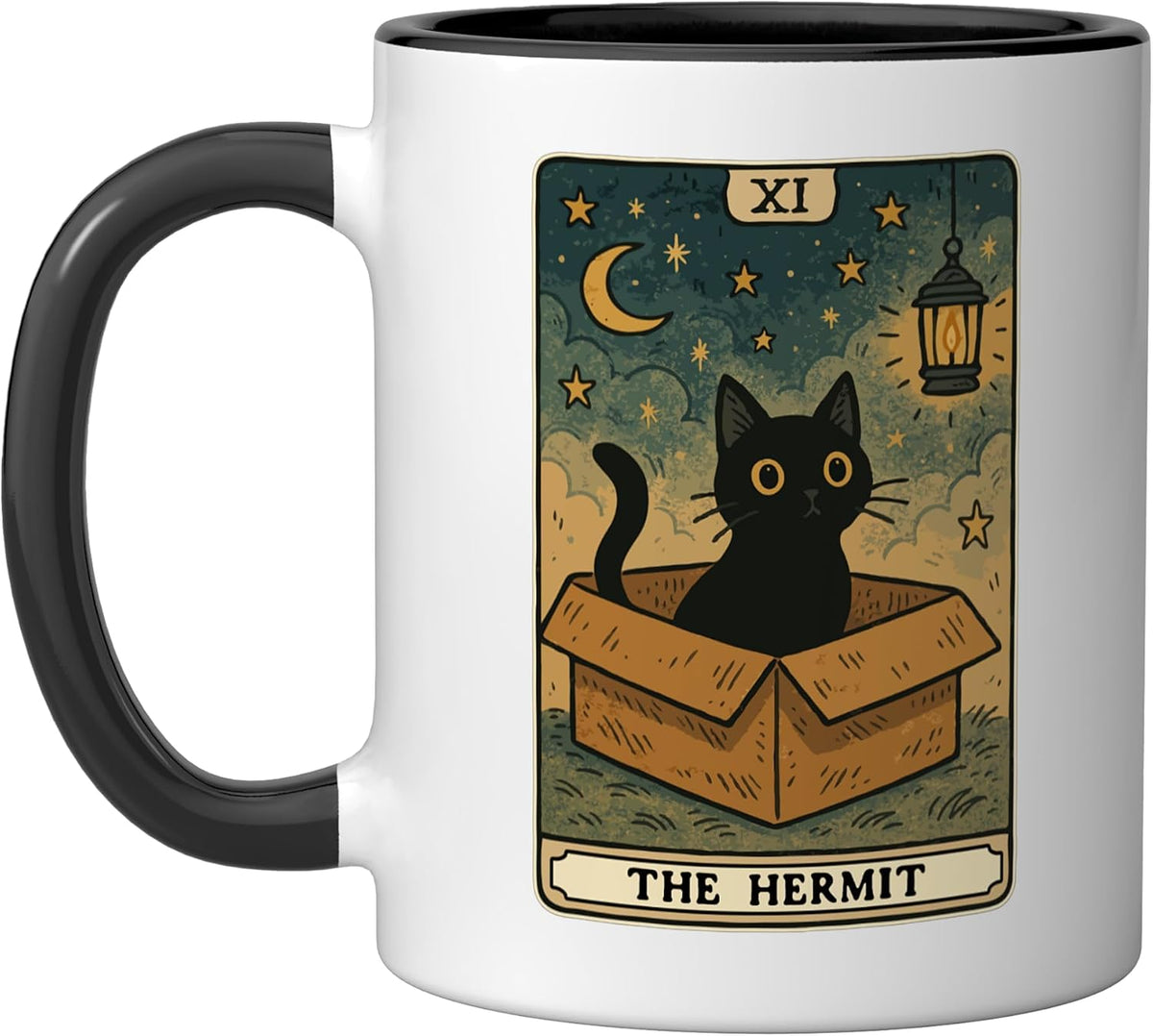 The Hermit Tarot Card Cat In Box Mystic Funny Cat Ceramic Mug