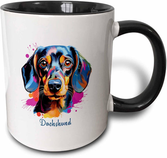 Dachshund Dog Breed. Colorful Painting Art Ceramic Mug